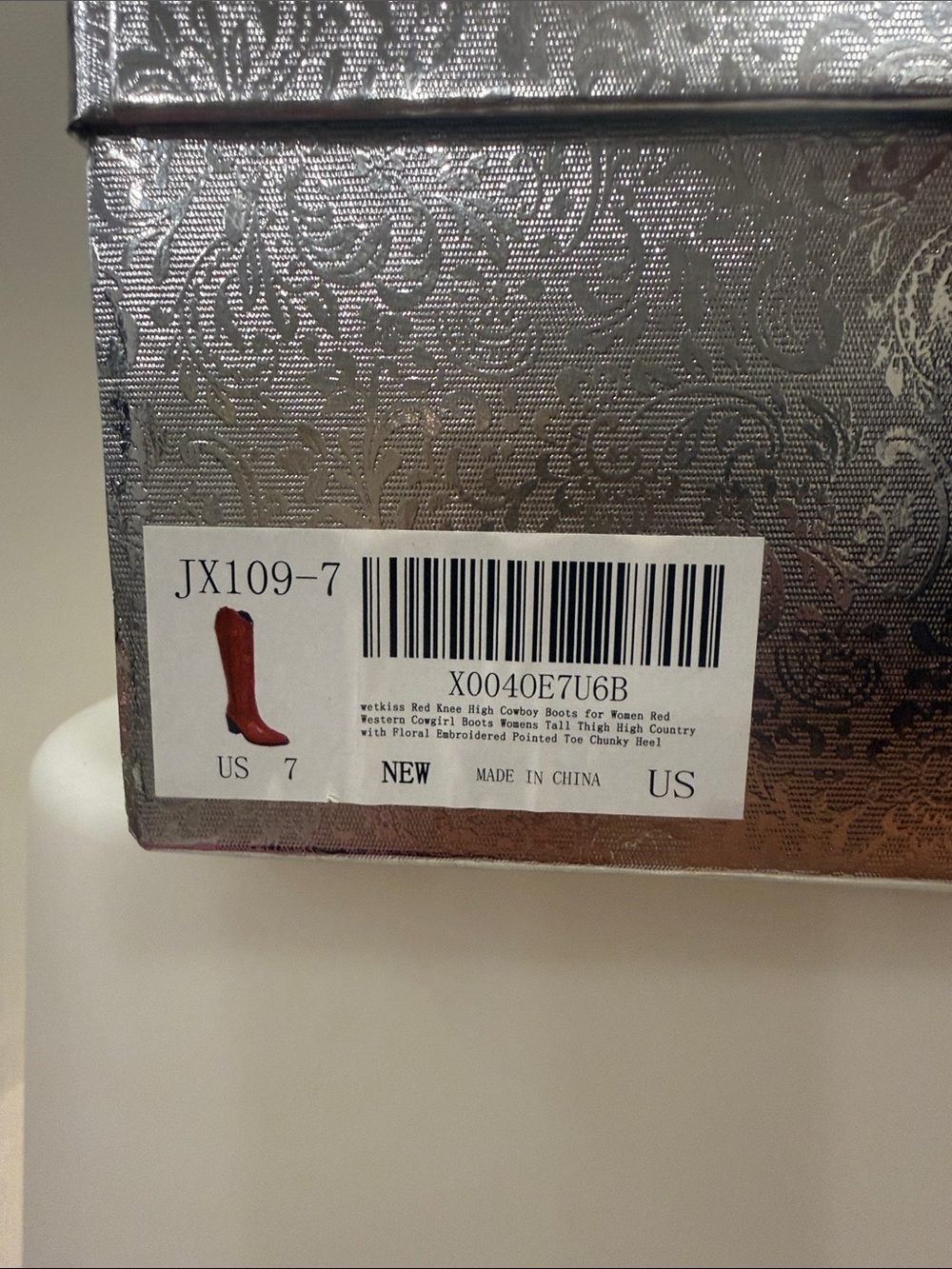 Red Embroidered Knee-High Western Boots - Women size 7 - Picture 4 of 4